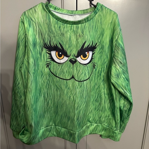 The Grinch Tops - Grinch Face Sweatshirt Christmas! M/L